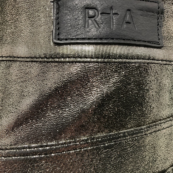 RTA GOLD METALLIC LAMBSKIN STRETCH LEATHER SKINNY PANTS - Picture 7 of 8